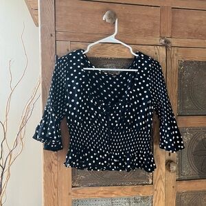 FREE PEOPLE Polka Dot Ruffle Sleeve Top